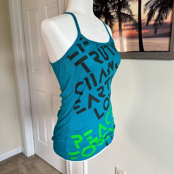 Lilu Graphic Tank | Teal | Racer Back | Size Medium | Cotton/Polyester | Y2K - Picture 3 of 7